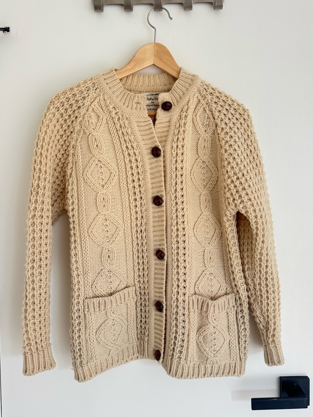 Chunky Cable Knit Button-Front Cardigan Sweater - Cream